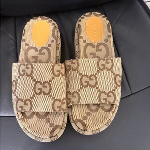 Gucci Beige GG Slide Sandals